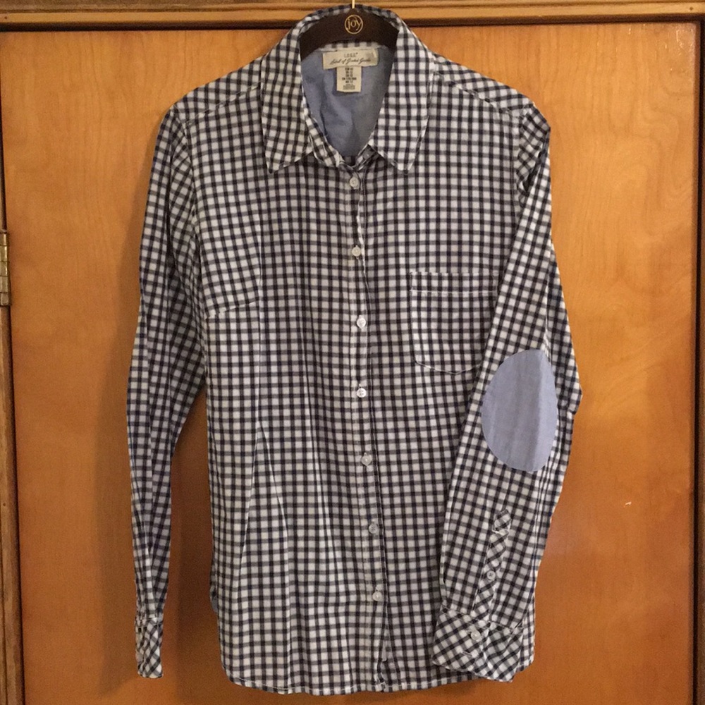 H&M LOGG Preppy Blue and White Plaid Button Down